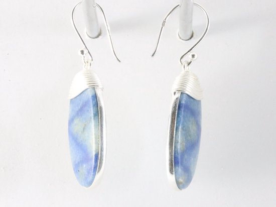 Zilveren oorbellen met blauwe palm kwarts afbeelding 2