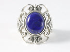 Opengewerkte zilveren ring met lapis lazuli afbeelding 4