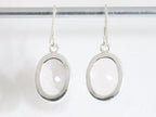 Grote ovale zilveren oorbellen met rozenkwarts afbeelding 3