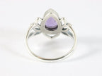 Opengewerkte zilveren lotus bloem ring met amethist afbeelding 3