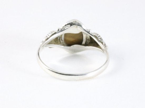 Bewerkte zilveren ring met tijgeroog afbeelding 3