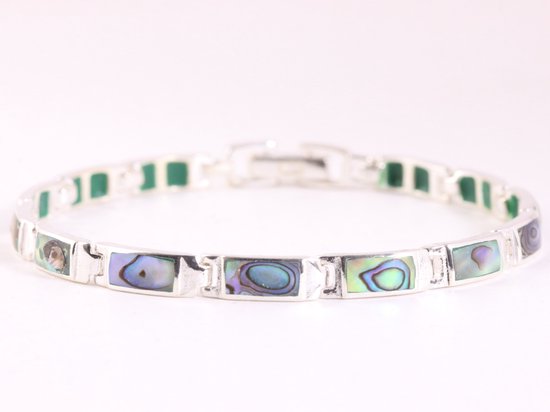Hoogglans zilveren armband met abalone schelp afbeelding 1