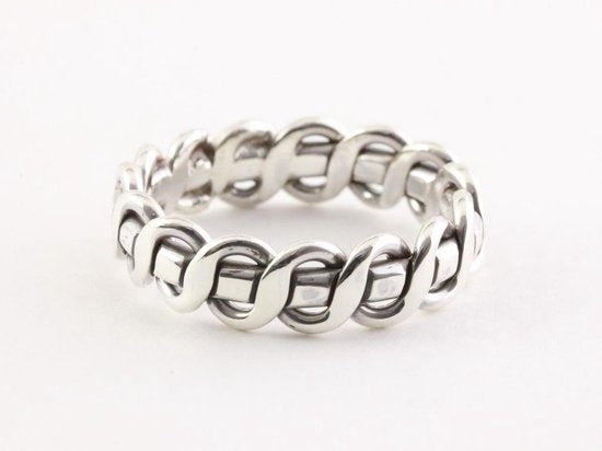 Zilveren kabelpatroon ring afbeelding 1