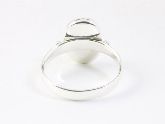 Hoogglans zilveren ring met gele agaat afbeelding 3