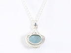 Bewerkte zilveren hanger met aquamarijn aan ketting afbeelding 3