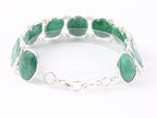 Zware zilveren armband met grote smaragd stenen afbeelding 3