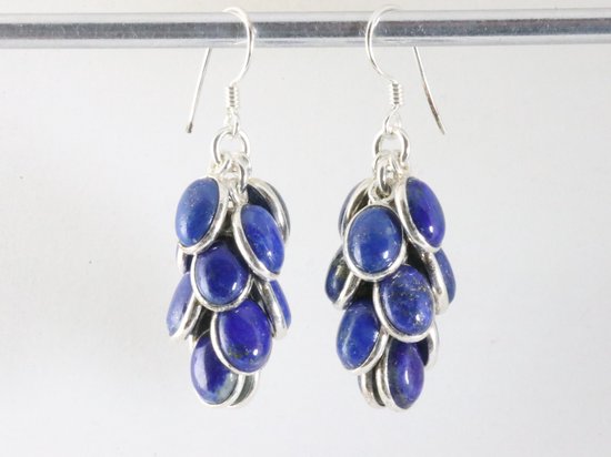 Trosvormige zilveren oorbellen met lapis lazuli afbeelding 3