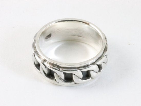 Zware zilveren geluksring met gourmet schakels afbeelding 2