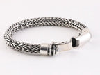 Zware ronde gevlochten zilveren armband met kliksluiting afbeelding 3