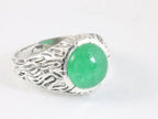 Bewerkte zilveren ring met jade afbeelding 1