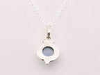 Fijne bewerkte zilveren hanger met aqua chalcedoon aan ketting afbeelding 3