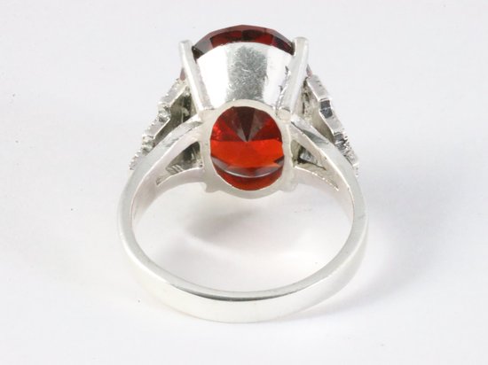 Zware zilveren ring met granaat en marcasiet afbeelding 3