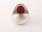 Ovale zilveren ring met rode koraal steen afbeelding 3