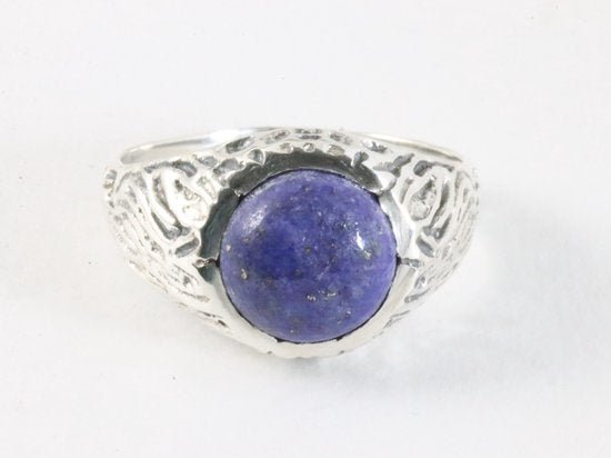 Bewerkte zilveren ring met lapis lazuli afbeelding 3