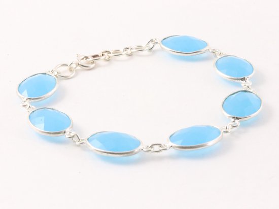 Zilveren armband met blauwe chalcedoon afbeelding 2