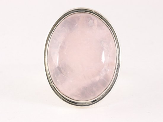 Ovale zilveren ring met rozenkwarts afbeelding 4