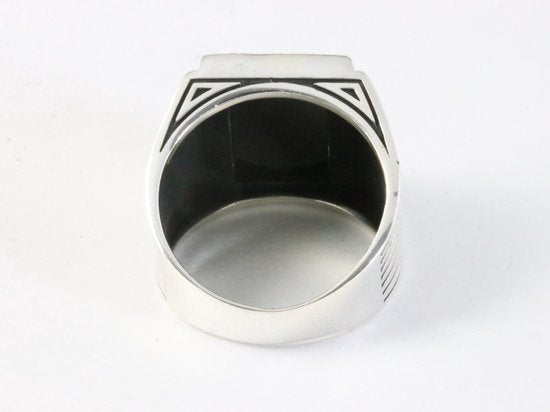 Zware zilveren herenring met onyx afbeelding 3
