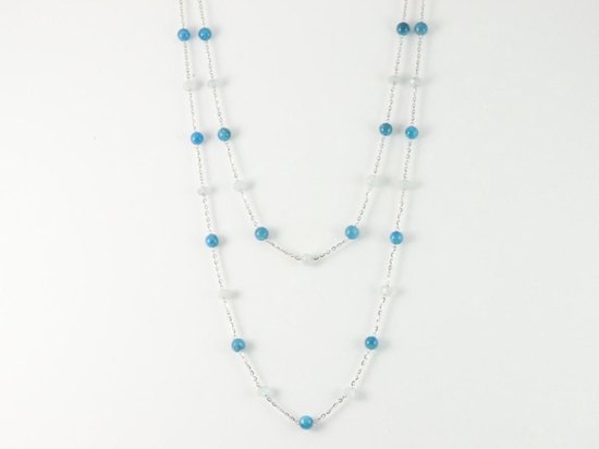 Lange zilveren ketting met apatiet en tanzaniet afbeelding 4