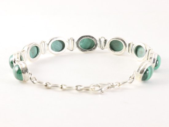 Zware zilveren armband met malachiet afbeelding 3