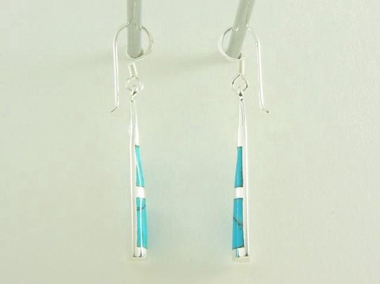Zilveren oorbellen met blauwe turkoois afbeelding 2