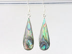 Lange druppelvormige zilveren oorbellen met abalone schelp afbeelding 3