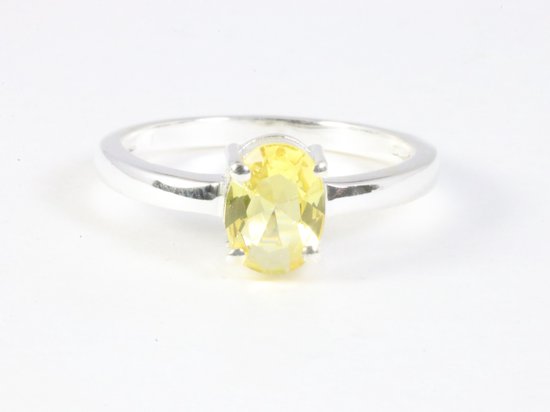 Fijne hoogglans zilveren ring met citrien afbeelding 4