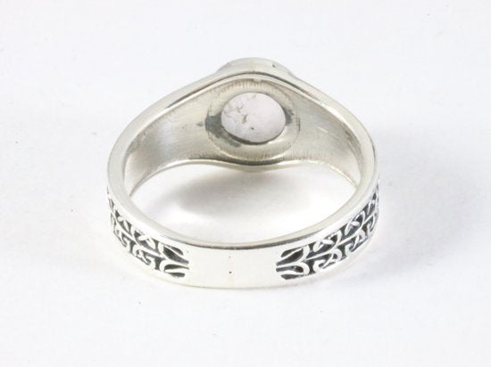 Bewerkte zilveren ring met rozenkwarts afbeelding 3