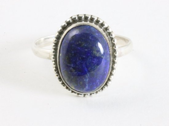 Bewerkte ovale zilveren ring met lapis lazuli afbeelding 4