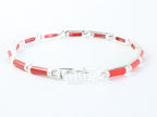 Zilveren armband met rode koraal steen afbeelding 2