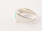 Zilveren zegelring met groene turkoois afbeelding 3