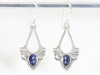 Traditionele bewerkte zilveren oorbellen met blauwe saffier afbeelding 4