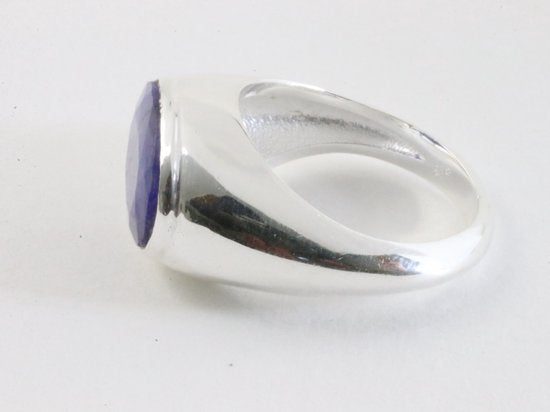Zilveren ring met blauwe saffier afbeelding 2