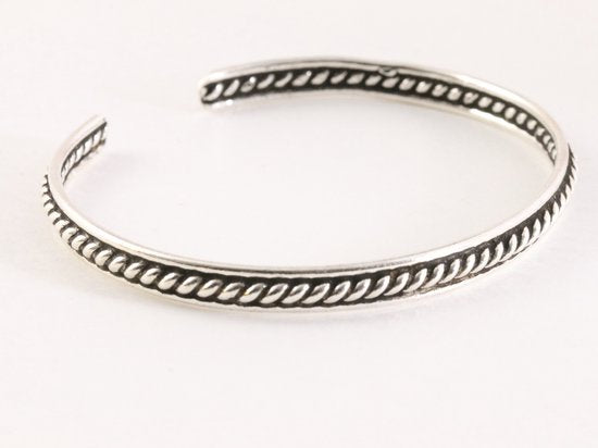 Fijne zilveren klemarmband met kabelpatroon afbeelding 2