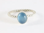 Fijne zilveren ring met blauwe chalcedoon afbeelding 4