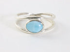 Opengewerkte hoogglans zilveren ring met larimar afbeelding 4