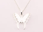 Zilveren vlinder hanger met blauwe agaat aan ketting afbeelding 3