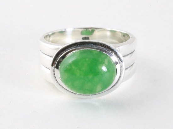 Zware zilveren ring met jade afbeelding 4
