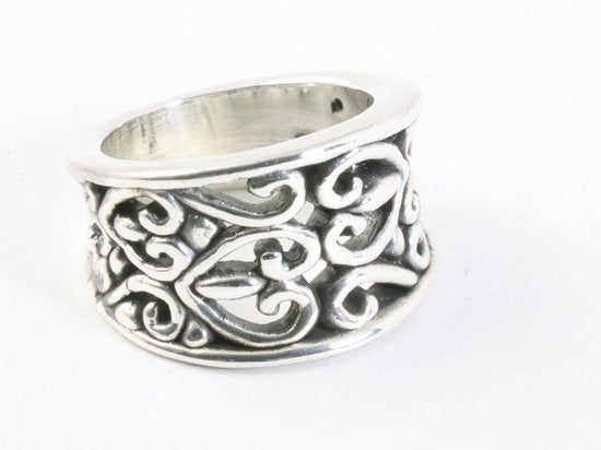 Brede opengewerkte zilveren ring afbeelding 1