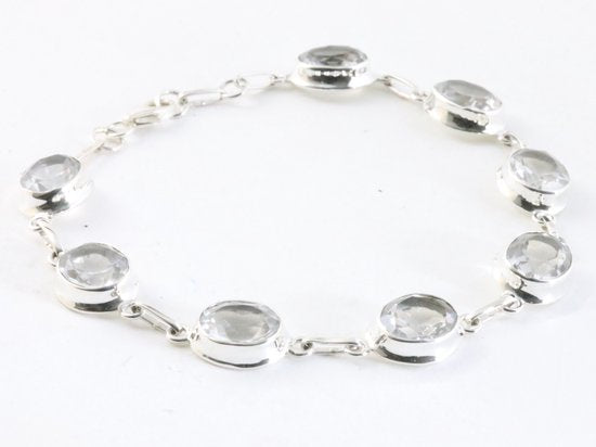 Hoogglans zilveren armband met bergkristal afbeelding 2