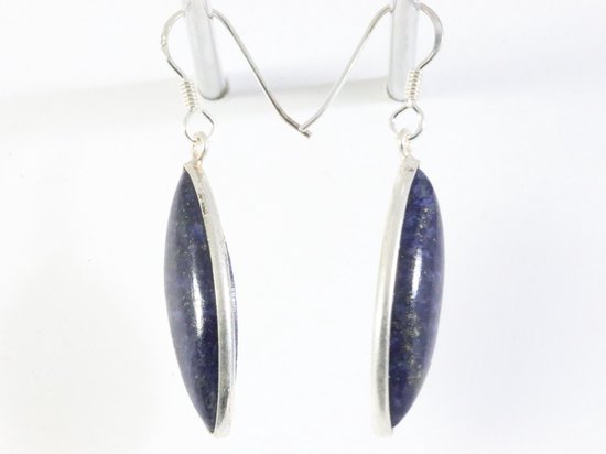 Lange zilveren oorbellen met lapis lazuli afbeelding 2