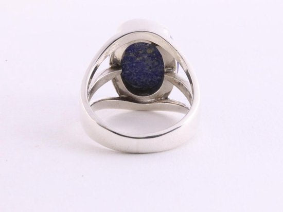 Opengewerkte zilveren ring met lapis lazuli afbeelding 3