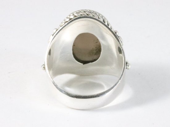 Bewerkte zilveren ring met rookkwarts afbeelding 3