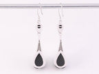 Lange zilveren oorbellen met gefacetteerde onyx afbeelding 2