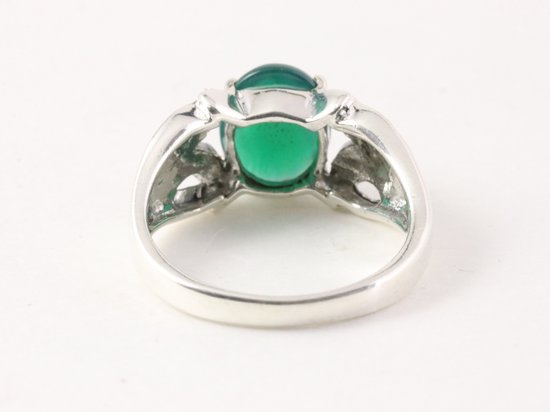 Zilveren ring met groene onyx en marcasiet afbeelding 3