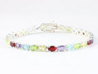Zilveren tennisarmband met veelkleurige edelstenen afbeelding 1