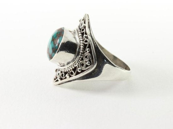 Bewerkte zilveren ring met blauwe turkoois afbeelding 4