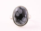 Ovale zilveren ring met sneeuwvlok obsidiaan afbeelding 4