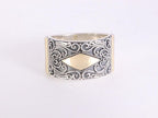 Traditionele bewerkte zilveren ring met 18k gouden decoraties afbeelding 4