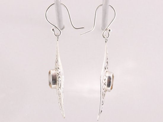 Lange opengewerkte zilveren oorbellen met citrien afbeelding 2