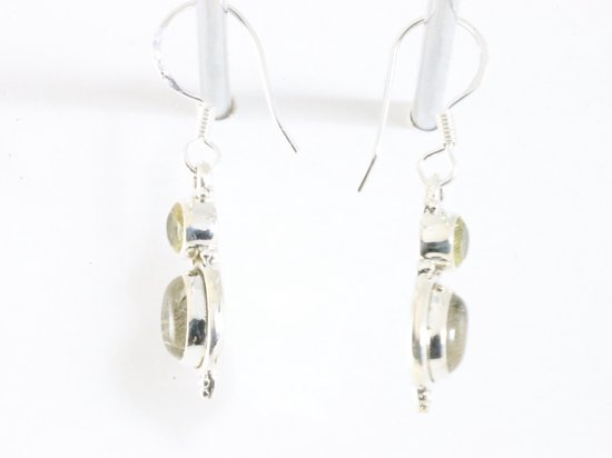 Fijne bewerkte zilveren oorbellen met gouden rutielkwarts en citrien afbeelding 2